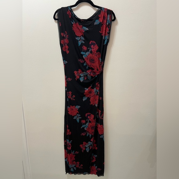 Free People Black and Red Floral Maxi Dress Size M - Picture 1 of 4